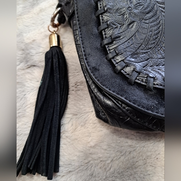 INC Concepts Black Maraa Ring Saddle Bag - Picture 3 of 7